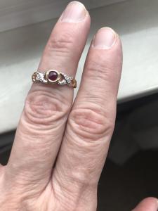 Natural Ruby and Diamond Accent 9K Gold Ring