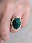Green Cabochon Gemstone Ring in 14KT White Gold