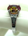 Multicolor Tourmaline and Diamond Silver Ring Size 6