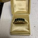 14k Yellow Gold Emerald and Diamond Marquise Ring