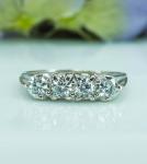 Vintage Diamond 4 stone Anniversary Ring Band 14K White Gold VS-G Estate Jewelry