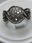 Sterling Silver Melee Diamond Ring Size 8