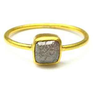 SILVER Natural Raw ROUGH DIAMONDS JEWELRY 14K Gold Ring