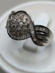 Sterling Silver Melee Diamond Ring Size 8