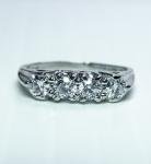 Vintage Diamond 4 stone Anniversary Ring Band 14K White Gold VS-G Estate Jewelry