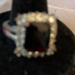 Black Onyx Ring with Diamond Chips, Size 8