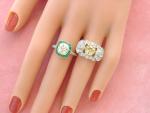 Vintage 2.05ct Diamond Emerald Halo Ring