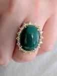 Green Cabochon Gemstone Ring in 14KT White Gold