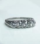 Vintage Diamond 4 stone Anniversary Ring Band 14K White Gold VS-G Estate Jewelry