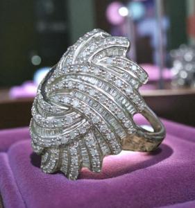 Sz 8 Estate Find Real diamonds MCM Signed Cluster Cocktail ring sterling silver