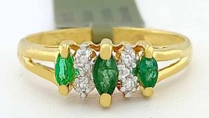 GENUINE 0.50 Cts EMERALDS & DIAMONDS RING 10K GOLD - Free Certificate Appraisal