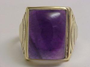 14.71ct GENUINE AMETHYST GEMSTONE RING 10K YEL GOLD  5.89g  SZ 9.25 COLOR CHANGE