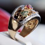 Sterling Silver Diamond and Multi-Gemstone Flower Ring