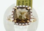 Smoky Topaz and Diamond Ring in 10K Gold