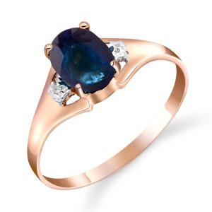 18K. SOLID GOLD RING WITH NATURAL DIAMONDS & SAPPHIRE (Rose Gold)