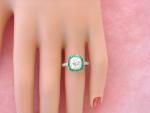 Vintage 2.05ct Diamond Emerald Halo Ring
