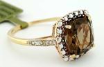 Smoky Topaz and Diamond Ring in 10K Gold
