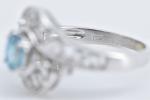 Blue Topaz Diamond Filigree Ring in White Gold