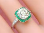Vintage 2.05ct Diamond Emerald Halo Ring