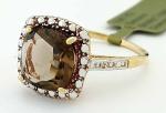 Smoky Topaz and Diamond Ring in 10K Gold