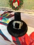 Black Onyx Ring with Diamond Chips, Size 8
