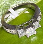 Vintage Three Stone Princess Diamond Engagement Ring