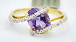 GENUINE 2.45 Cts AMETHYST & DIAMONDS RING 10K GOLD * Free Appraisal Service -NWT