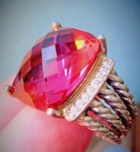 NEW Stunning DAVID YURMAN Huge Pink TOURMALINE Gemstone  &  Multi 8 DIAMOND Ring