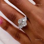 14K White Gold Three-Stone Oval Diamond Ring