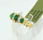 Emerald and Diamond Ring in 10K Gold