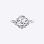 14K White Gold Three-Stone Oval Diamond Ring