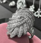 Vintage Sterling Silver Diamond Cluster Ring Size 8