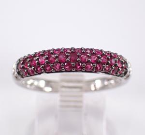 White Gold Ruby and Diamond Wedding Ring Anniversary Band Gemstone Jewelry