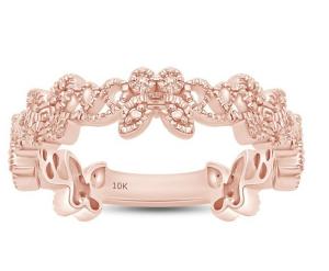 1/20 Ct Butterfly Eternity Band Ring Natural Diamonds in 10K Solid Gold