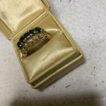 14k Yellow Gold Emerald and Diamond Marquise Ring
