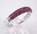 White Gold Ruby and Diamond Wedding Ring Anniversary Band Gemstone Jewelry