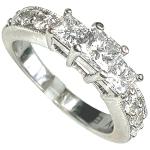 Vintage Three Stone Princess Diamond Engagement Ring