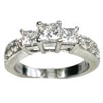 Vintage Three Stone Princess Diamond Engagement Ring