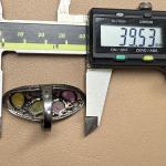 Sterling Silver Multi Gemstone and Diamond Ring sz 7