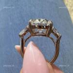 14K Solid Gold Oval Lab Grown Diamond Diamod Three-Stone Graceful Lady Boho Ring