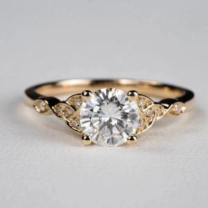 2Ct Round Cut Lab Created Diamond Women's Engagement Ring 14K Yellow Gold Finish