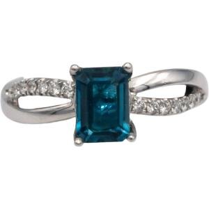 14k White Gold Jewelry Diamond and Topaz Ring 1.43CT Size 6