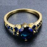 2Ct Lab Created Round Blue Sapphire Engagement Ring 14K Yellow Gold Finish