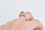 14K Oval Citrine Baguette Diamond Halo Statement Ring White Gold *58