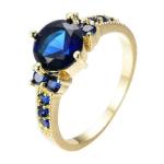 2Ct Lab Created Round Blue Sapphire Engagement Ring 14K Yellow Gold Finish