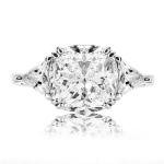 7 ct Lab Created Cushion Cut Diamond Three-Stone Engagement Ring 14K Gold Plated