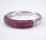 White Gold Ruby and Diamond Wedding Ring Anniversary Band Gemstone Jewelry