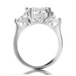 7 ct Lab Created Cushion Cut Diamond Three-Stone Engagement Ring 14K Gold Plated