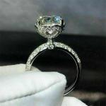 3CT Round Cut Lab Created Diamond Women's Engagement Ring 14K White Gold Finish