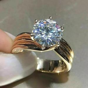 3Ct Round Cut Lab Created Diamond Women's Engagement Ring 14k Yellow Gold Finish
